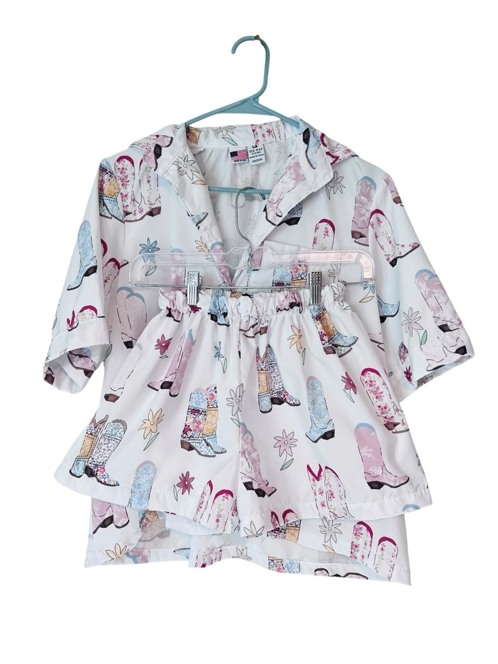 Ida Mae Home Women's Cowboy Boot Print Pajama Set Size Medium